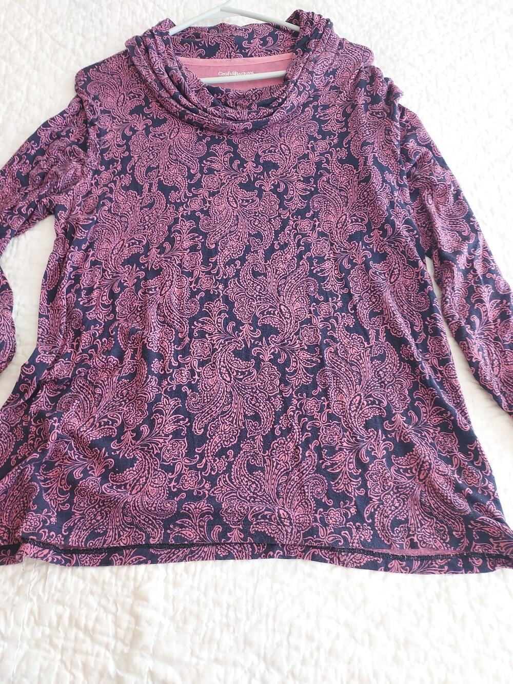 Croft and barrow women tops size Large - long sleeve cowl neck shirt floral soft
